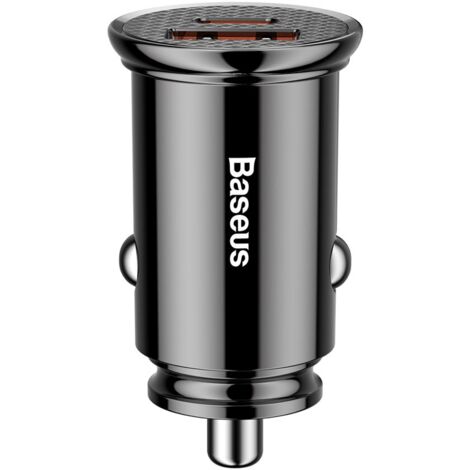 Chargeur de voiture intelligent avec ports USB et USB-C QC PD, noir (1/5)