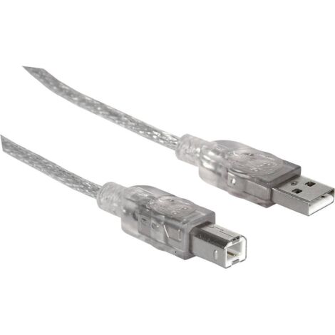 Câble USB 2.0 A-B mâle/mâle Manhattan, 1,8 m, argent (1/3)