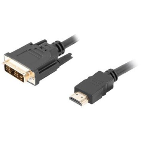 Câble adaptateur Lanberg HDMI(M) - DVI-D(M)(18+1) 3 m, liaison simple, contacts plaqués or, noir (1/2)