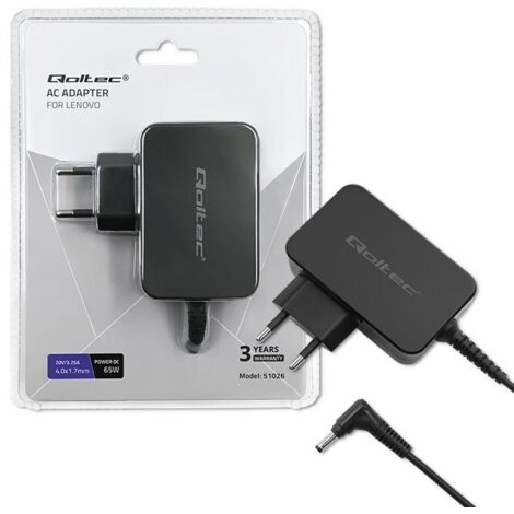 Adaptateur secteur Qoltec pour Lenovo 65 W  20 V  3,25 A  4,0 x 1,7 (1/5)