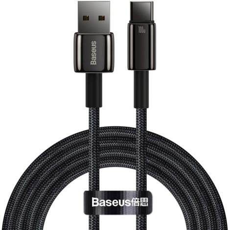 Câble USB-C noir robuste en tungstène plaqué or - 480 Mb/s, 100 W, 2 m (1/5)