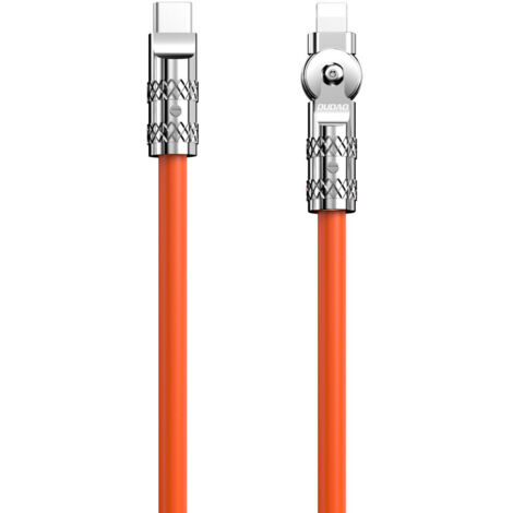 Câble coudé USB-C – Lightning 30W 1m – Rotation 180° – Compatible appareils Apple – PVC orange (1/5)