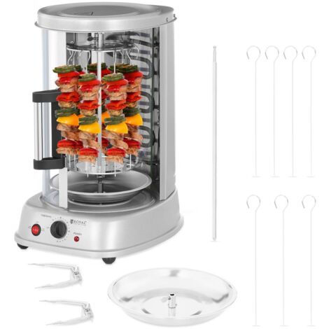 Royal Catering – Grill vertical 1500 W – Cuisson uniforme pour kebabs, gyros et légumes – Bac à graisse amovible – 21 l – Porte en verre trempé (1/5)