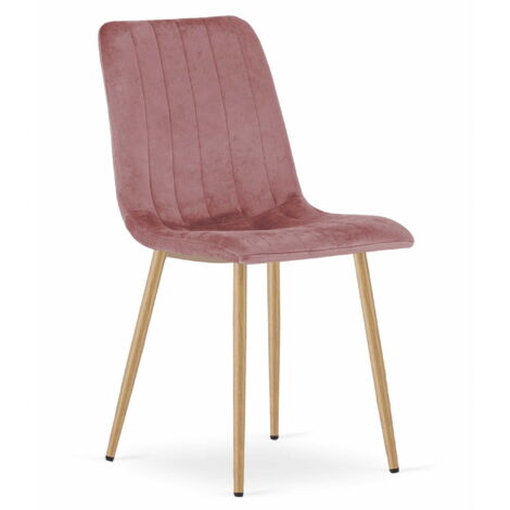 Fauteuil Lava - velours rose / pieds couleur bois x 1 (1/5)