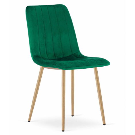Fauteuil Lava - velours vert foncé / pieds couleur bois x 1 (1/5)