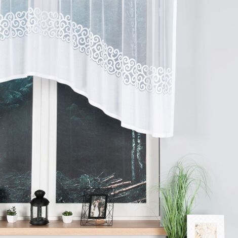 Daniela - Rideau jacquard prêt à poser avec fente en bas - 300 x 110 cm - blanc (1/5)