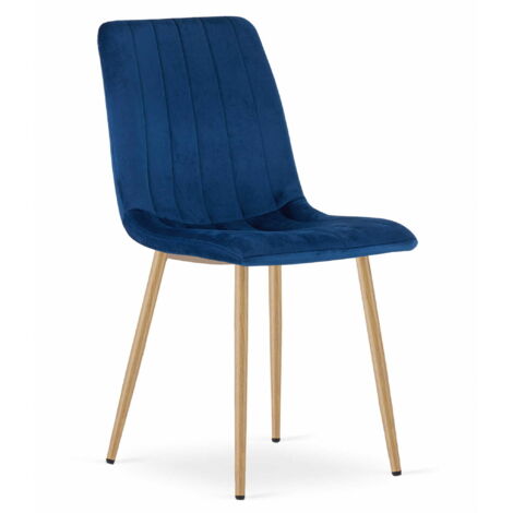 Fauteuil Lava - velours bleu marine / pieds couleur bois x 1 (1/5)