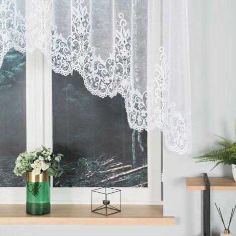 Berenika - Rideau jacquard prêt à poser avec fente en bas - 330 x 120 cm - blanc (1/5)