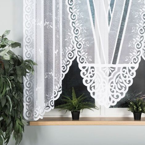 Rozalia - Rideau jacquard prêt à poser avec fente en bas - 250 x 160 cm - blanc (1/5)