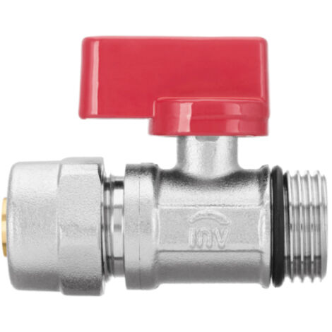 Mini vanne de distribution PEX 16x1/2" mâle, rouge (1/2)