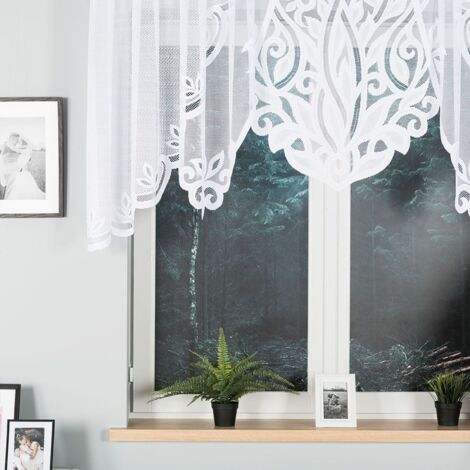 Pola - Rideau jacquard prêt à poser avec fente en bas - 300 x 100 cm - blanc (1/5)