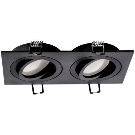 Spot de plafond double encastrable CERI 2 SQ IP20 rectangulaire noir réglable EDO777475 Edo Solutions (1/5)