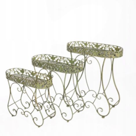 3 supports à fleurs en fer vert (1/2)