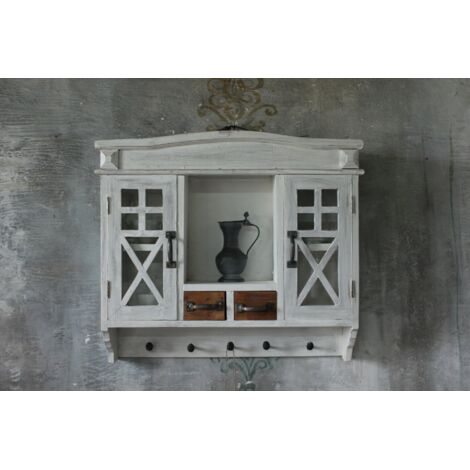 Meuble de cuisine rustique avec vitrine, blanchi à la chaux (1/5)