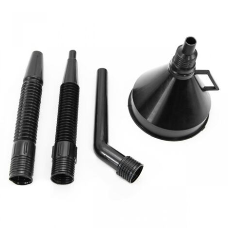 Entonnoir flexible noir avec passoire, lot de 4, pour carburant, liquide, eau, 13 cm, amio-02007 (1/2)