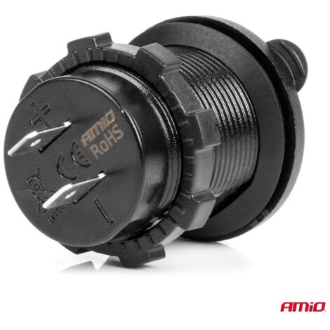 Chargeur de voiture étanche avec prises USB 4,2 A 2 x USB 12 V 24 V amio-04217 (1/4)