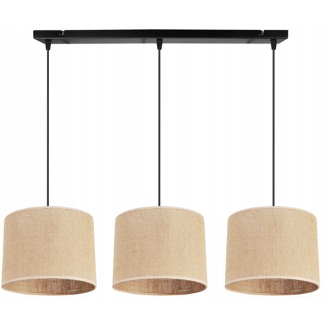 Lustre suspension abat-jour en tissu 20 cm – Structure métal noir et blanc – Hauteur réglable jusqu'à 90 cm – Ampoule E27 non incluse (1/5)