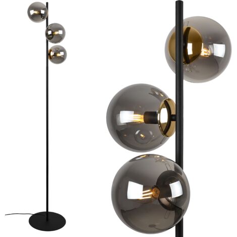 Lampadaire Siena, noir et or, 3 lampes, abat-jour graphite (1/5)