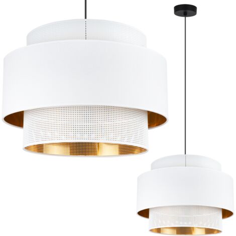 Suspension Asti trio blanche et dorée 45 cm en tissu mesh (1/5)