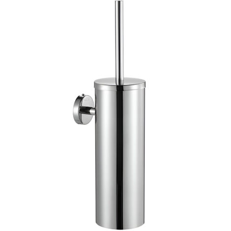 Porte-brosse WC mural sans perçage, chromé argenté (1/5)