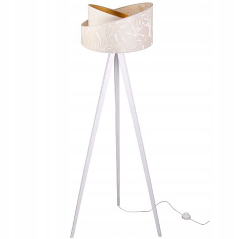 Lampadaire, sur pied, trépied, bois, abat-jour, motif (1/5)