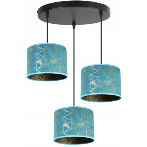 Suspension, lustre, plafonnier, abat-jour à motifs dorés (1/5)