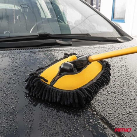 Brosse télescopique pour lavage de voiture avec 3 embouts interchangeables amio-04333 (1/5)