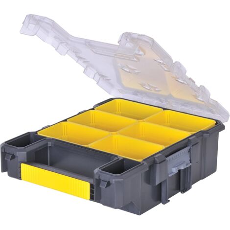 Stanley – Boîte organisatrice empilable 6 compartiments amovibles – Dimensions 26,1 x 11,5 x 35,9 cm – Polypropylène et polycarbonate – Rangement modulable (1/10)