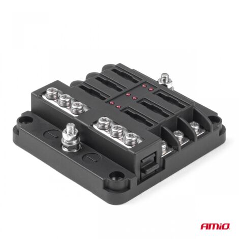 Boîte à fusibles avec rail LED négatif 6 emplacements amio-03038 (1/4)
