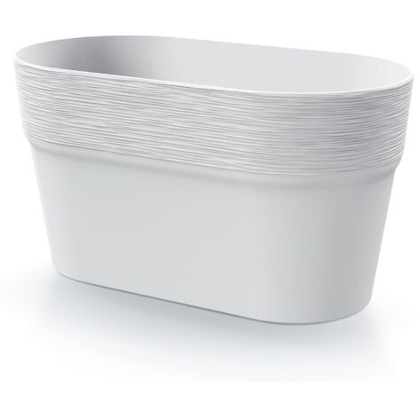 Pot de fleurs ovale en plastique blanc Furu 27,5 cm (1/4)