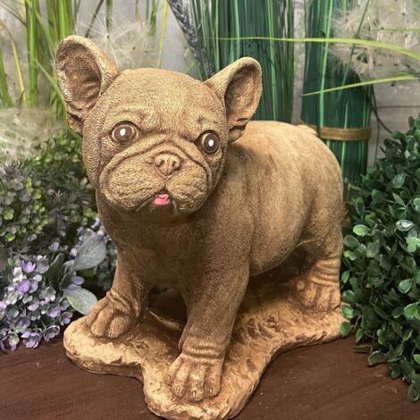 Petit bouledogue unique en pierre couleur sable (1/5)