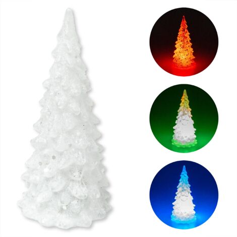 Sapin de Noël blanc à LED avec paillettes - Figurine de Noël lumineuse (1/5)