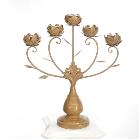Bougeoir doré style candélabre pour 5 bougies, style glamour chic (1/5)