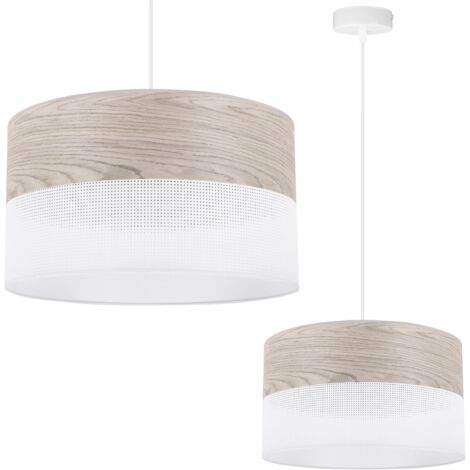 Suspension simple, abat-jour en placage de chêne blanchi, 35 cm (1/5)