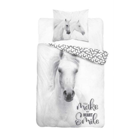 Parure de lit enfant HORSE Blanc 160x200 (1/4)