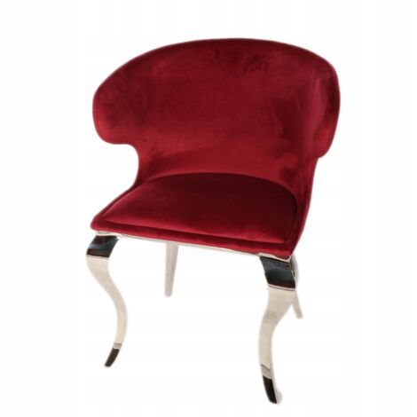 Chaise en acier chromé rose velours style glamour (1/5)