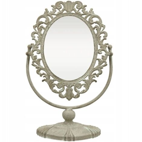 Miroir de coiffeuse sur pied avec cadre sculpté (1/5)