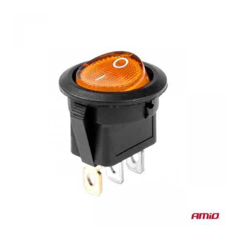 Interrupteur rond avec rétroéclairage jaune amio-03085 (1/4)