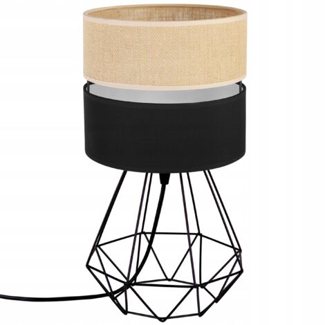 Lampe de table avec abat-jour en jute noir 20 cm (1/5)