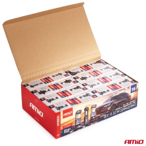 Ampoules LED hybrides pour voiture H1 H3 H4 H7 HB3 HB4 6000K Canbus, lot de 16, amio-04120 (1/3)