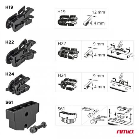 Essuie-glace pour camion TIR BUS 24" 600 mm amio-01202 (1/5)