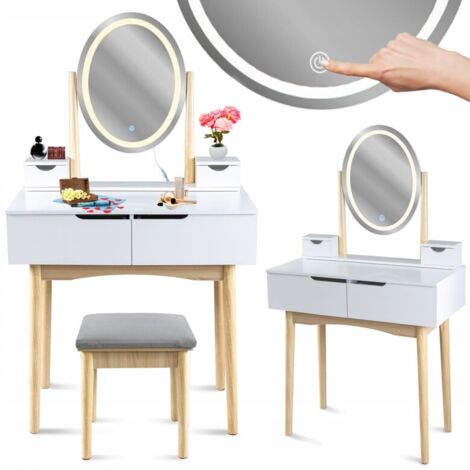 Coiffeuse scandinave avec miroir LED (1/4)