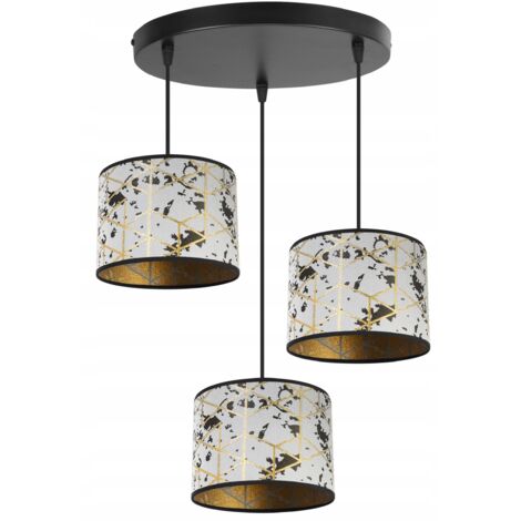 Suspension, lustre, plafonnier, abat-jour à motifs dorés (1/5)