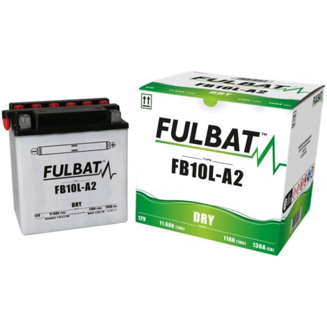 Batterie Fullbat FUL DRY - FB10L-A2 / YB10L-A2 (sèche, réparable, acide inclus) (1/3)