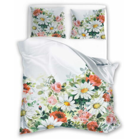 Parure de lit en satin 160x200 imprimé numériquement Nobile Flowers Multicolor Flower Meadow (1/5)