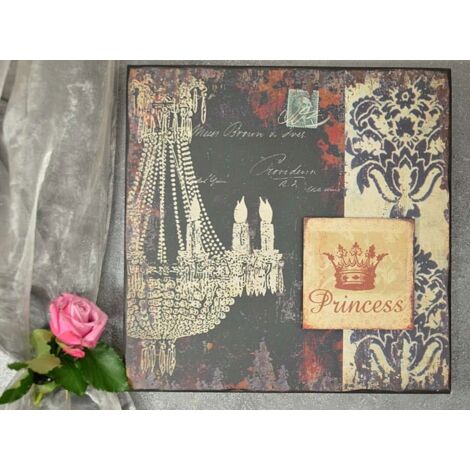 Tableau provençal avec l'inscription « Princesse » - Décoration unique pour une chambre de fille (1/4)