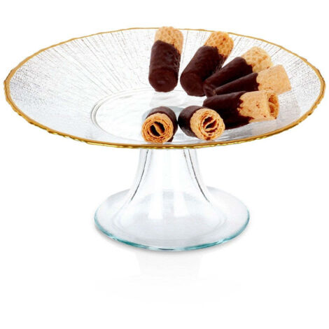 Présentoir à gâteaux en verre sur pied doré, 21 cm (1/5)