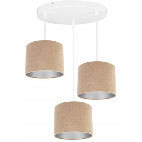 LAMPE SUSPENDU PLAFOND LUSTRE ABAT-JOUR CHROME VELOURS (1/5)