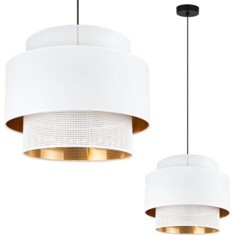 Suspension Asti trio blanche et dorée 35 cm en tissu mesh (1/5)