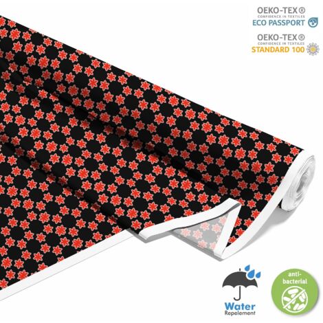 Tissus décoratifs d'extérieur Oxford - motif de fleurs rouges (1/5)